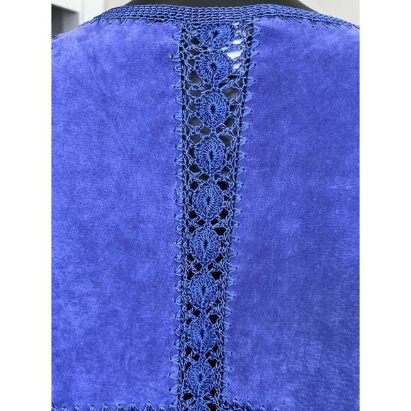 Vintage SMH Boutique Purple Suede & Crochet Leather Jacket Size Large - Picture 7 of 10